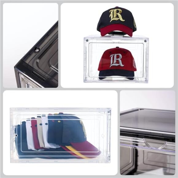 Hat Organizer for Baseball Caps, set of 6, Stackable Hat Storage Box - Picture 4 of 7